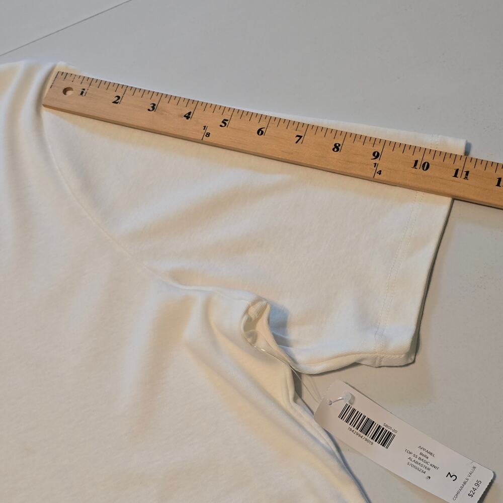 Chicos Bella Top Basic Knit Womens Size XL White 100% Cottton Short Sleeve NWT - Picture 8 of 10